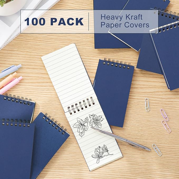 Tenceur 100 Pcs Pocket Notebook Bulk Small 3x5 Inch Spiral Notepads Mini Top - Image 3