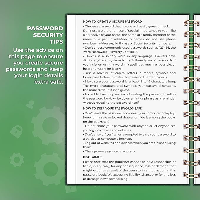 Clever Fox Password Book Spiral – Internet Address & Password Organizer - Image 5