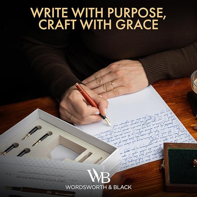 Wordsworth & Black Fountain Pen Gift Set, Includes Ink Bottle, 6 Ink Cartridges - Image 2