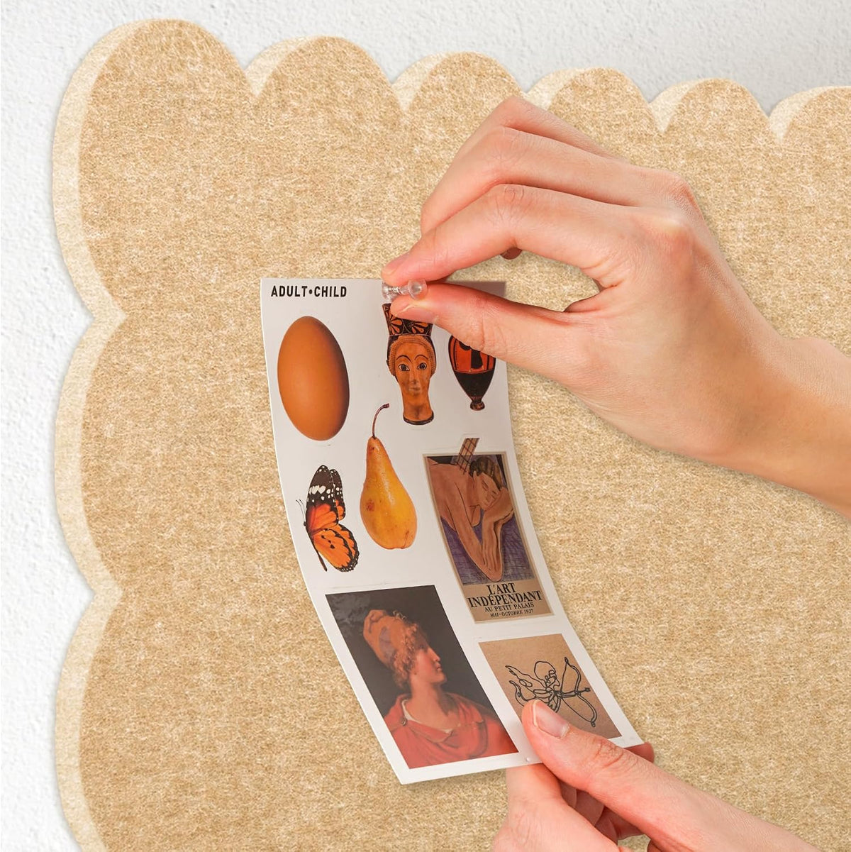 Scalloped Bulletin Board 48x36 inches, Decorative Felt Pin Board for Wall
