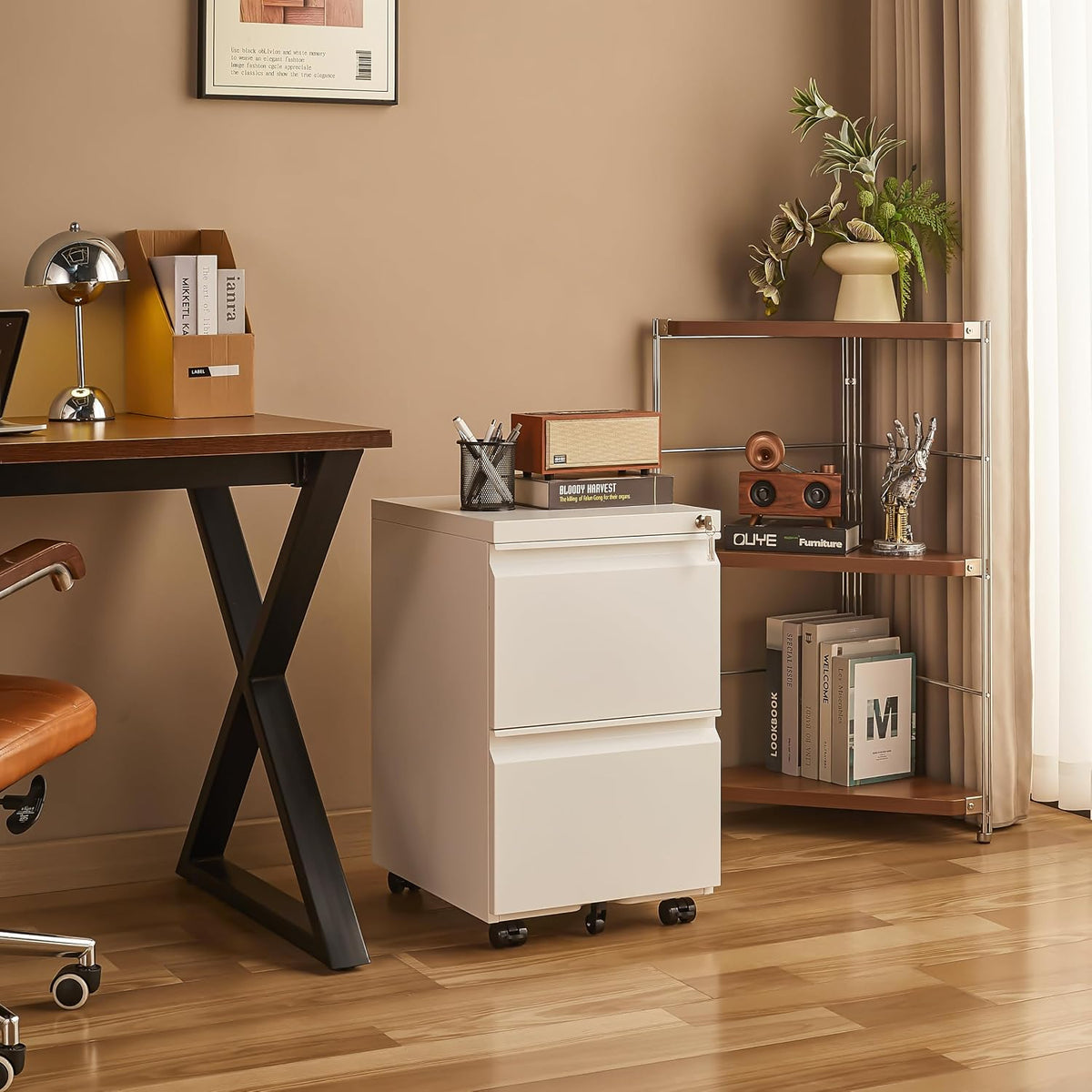approgreent 2 drawer metal file cabinet, fully assembled shown in use