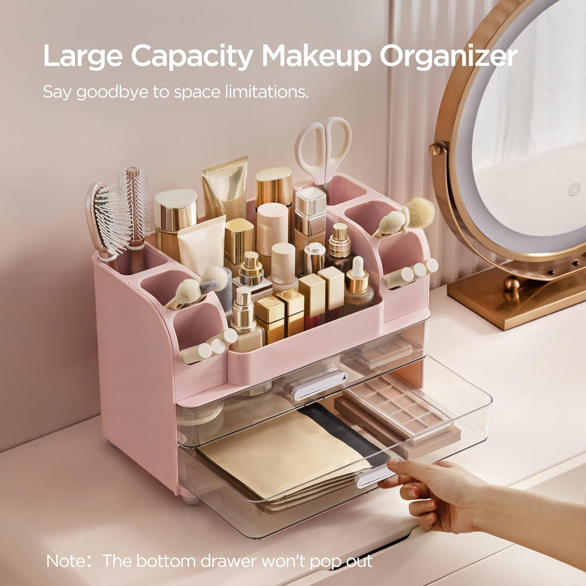 HBlife Makeup Organizer for Vanity with Brush Holder, Large Bathroom Countert...