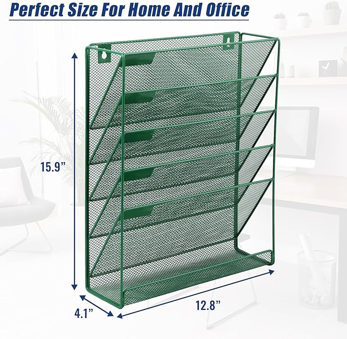 EASEPRES Desk File Organizer Mesh 6-Tier, Hanging Wall Mount Document - Image 2