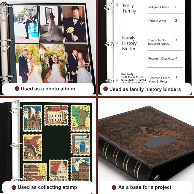 LETVPVOW Vintage Hardback 3 Ring Binder 3 Inch, Professional Leather Binder 3 - Image 5