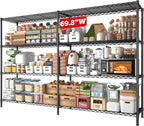 REIBII 69.8" W Storage Shelves 1250LBS Wire Shelving Unit 4 Tier Metal Shelving