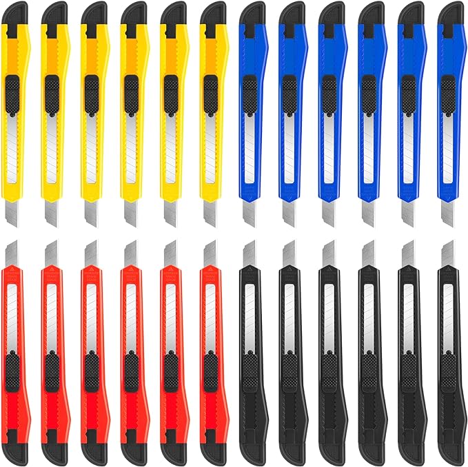 DIYSELF 24Pack Box Cutters Utility Knife Box Cutter Retractable, Extended Use by DIYSELF