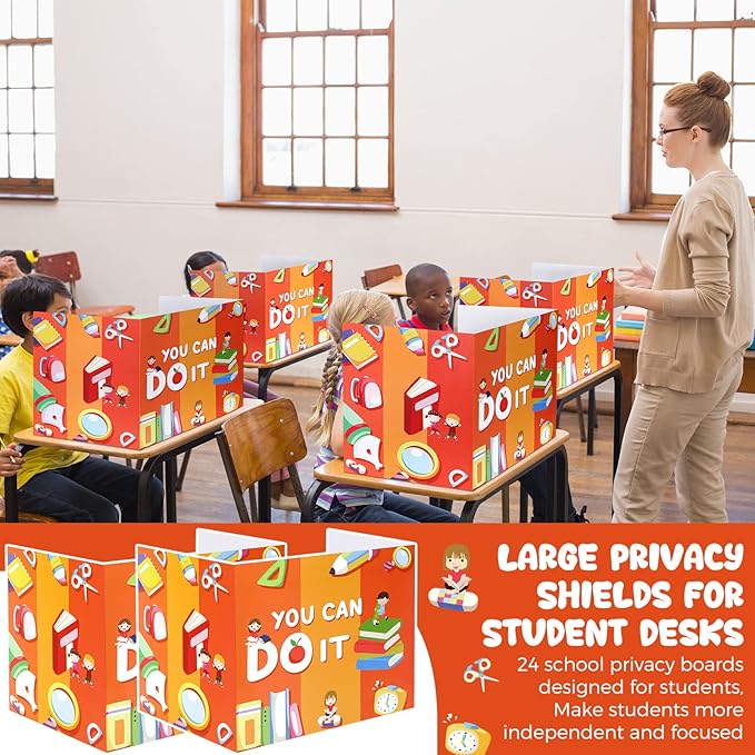 24 Pcs Privacy Boards for Student Desks Bright Colored Classroom Desk Divider - Image 5
