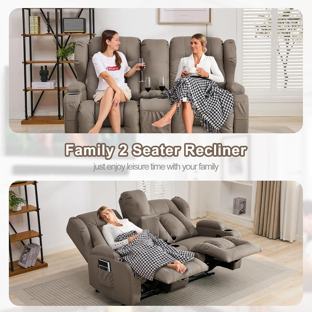 SAMERY 65.5" RV Loveseat Recliner Sofa, Wall Hugger Reclining Loveseat