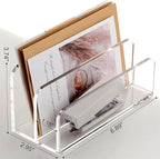 SANRUI Acrylic Mail Sorter Desktop Organizer Holder, 2 Compartments Clear Small - Image 2