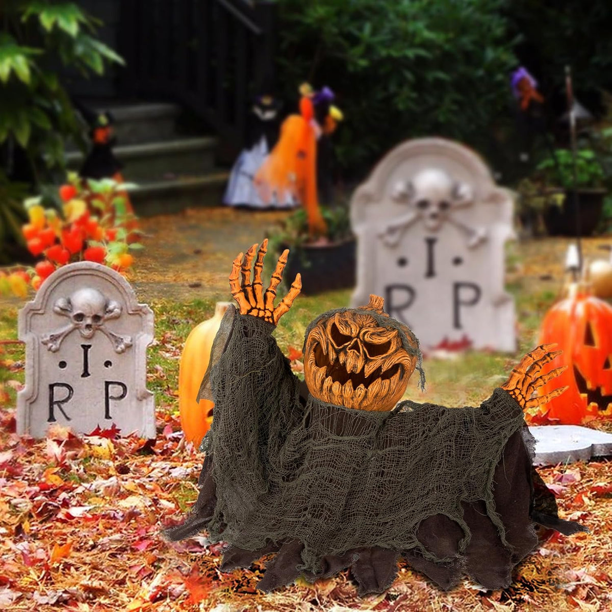QEQEKAKA Halloween Animatronics Decorations Animated Pumpkin with Sound