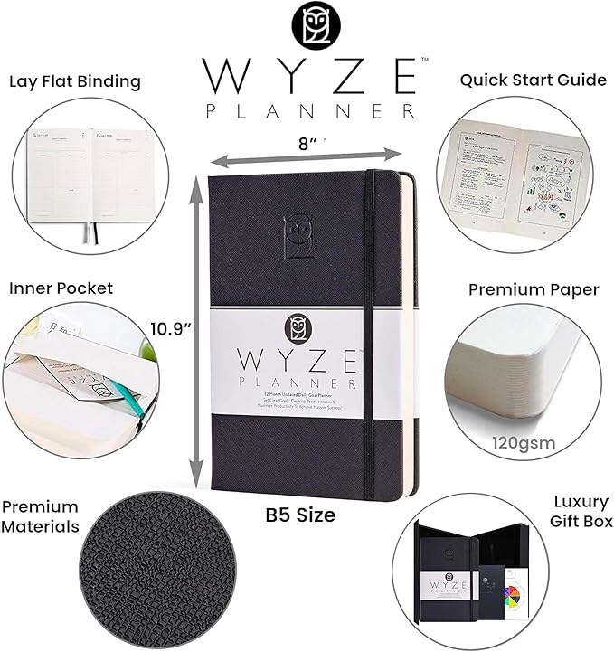 Wyze Planner Undated Daily Planner – 1-Year B5 Productivity Organizer - Image 2