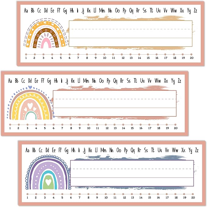 Name Tags Rainbow Theme, Boho Rainbow Name Labels by Unknown