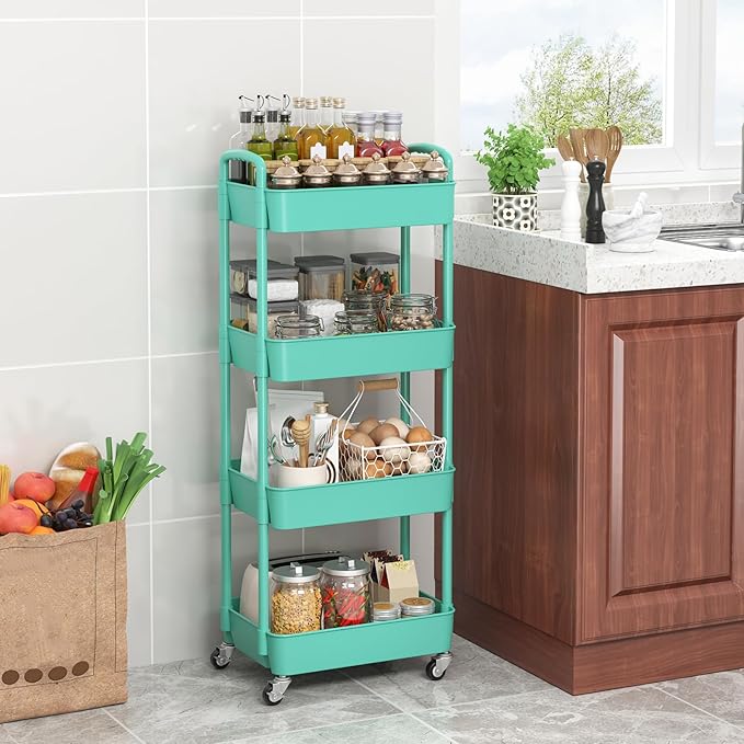 Sywhitta 4-Tier Plastic Rolling Utility Cart - Image 3