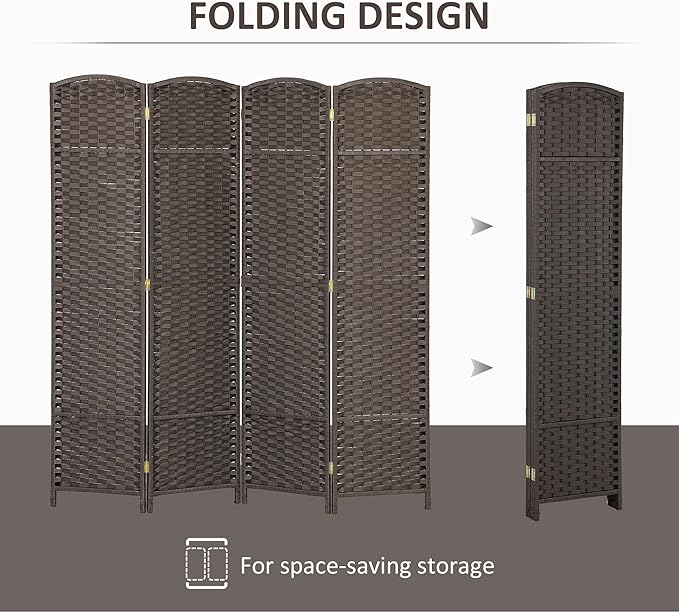 HOMCOM Room Divider, 4 Panel Folding Privacy Screen, 5.6' Tall Freestanding - Image 4