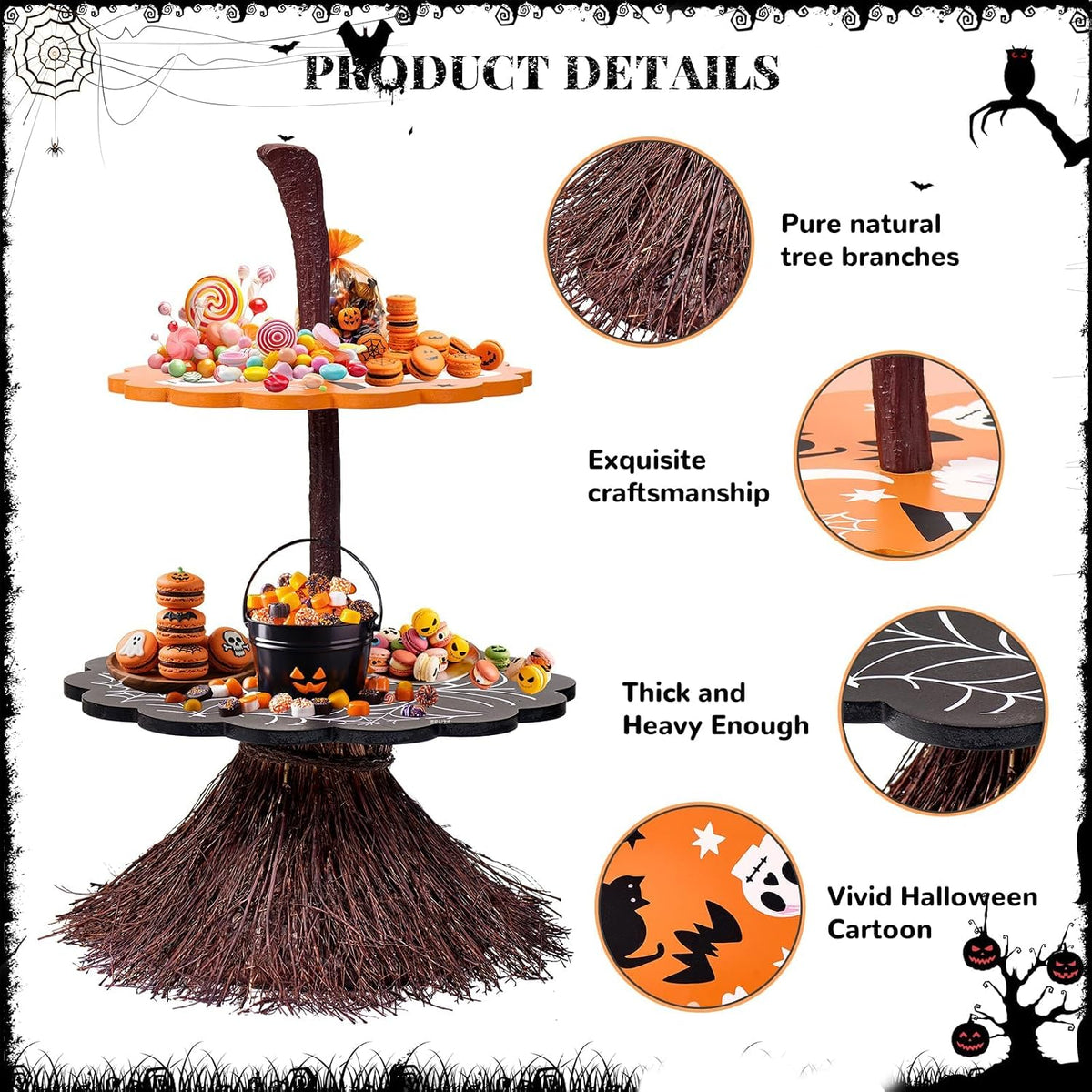 antiai 2 Tier Halloween Cupcake Stand Wooden Cake Desert Stand Party Supplies...