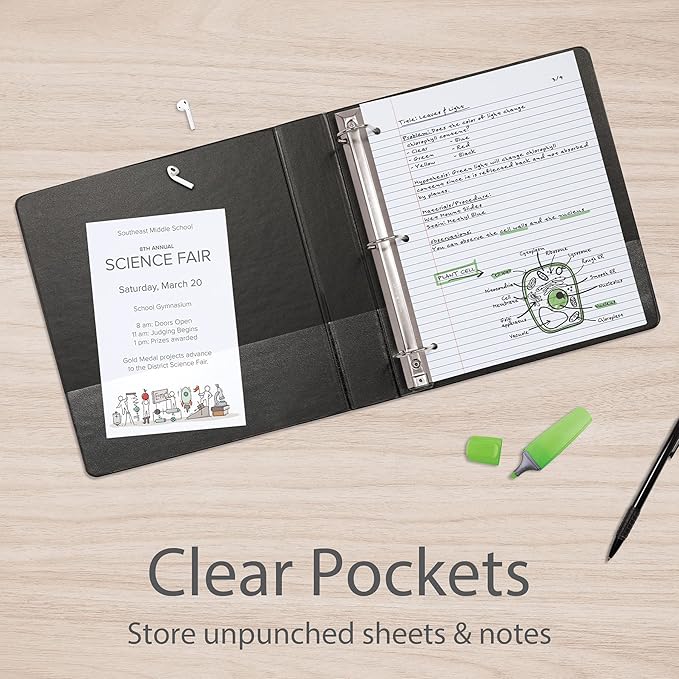 Oxford 3 Ring Binders, 0.5 inch ONE-Touch Easy Open D Rings, Durable Binders - Image 4