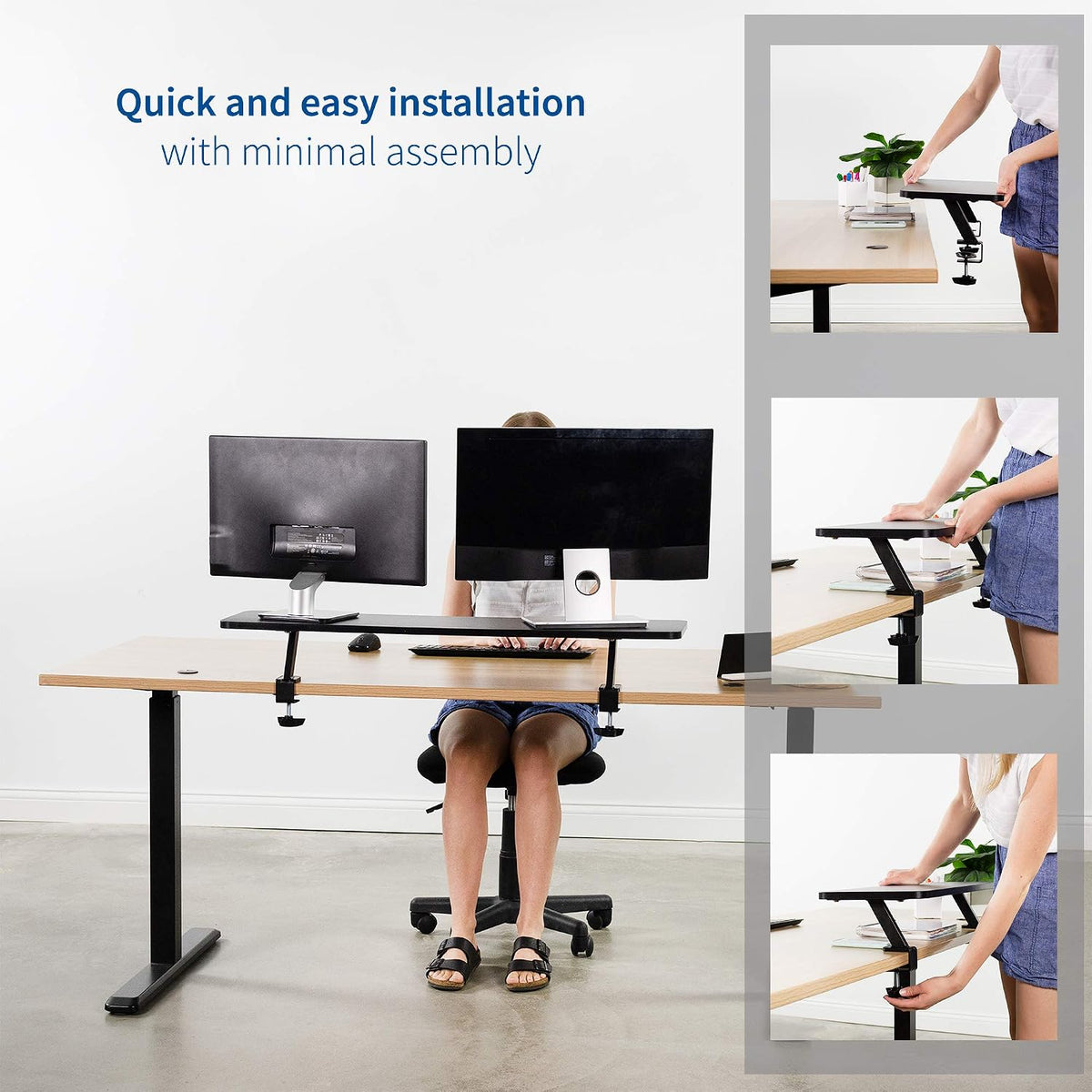 VIVO Clamp-on Small 40 in Ergonomic Desk Shelf