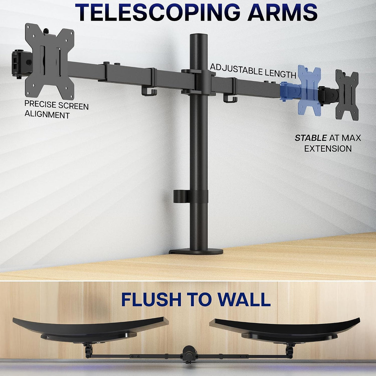 VIVO Black Dual Monitor Desk Mount for 27-38 in Ultrawides, STAND-TS38C