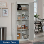 sauder select storage cabinet/ pantry cabinets, white finish, side view