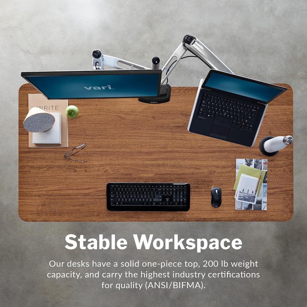 Vari Classic Electric Standing Desk – 60x30 – Walnut/Black