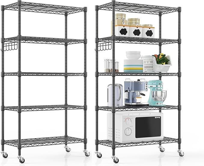 Himimi 5-Tier Storage Shelf Wire Shelving Unit on Wheels Heavy Duty Metal - Image 8