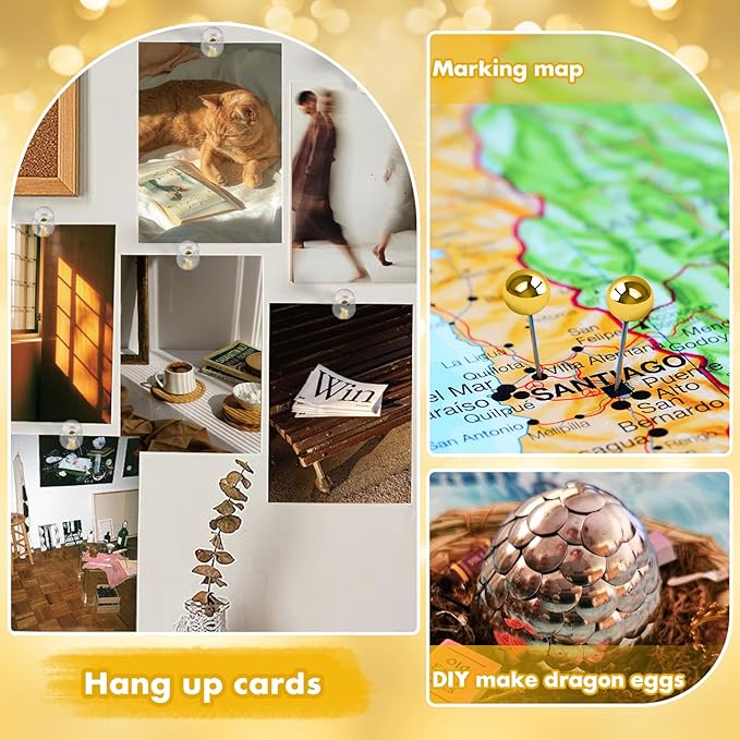 GOOLADA 315Pcs 5 Style Gold Push Pins, Decorative Push Pins, Cute Pushpin Clip - Image 6