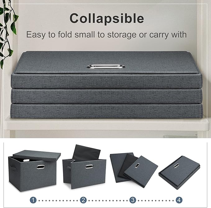 Graciadeco Large 17" 36 Quart Collapsible Stackable Storage Bins - Image 4