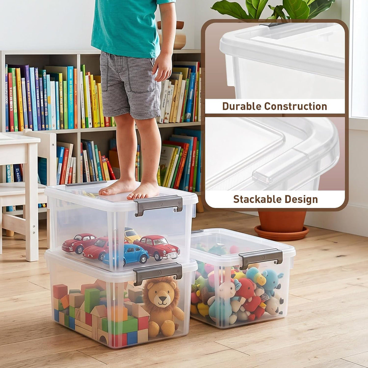 Citylife 2-Pack 17 QT Clear Plastic Storage Bins with Latching Lids