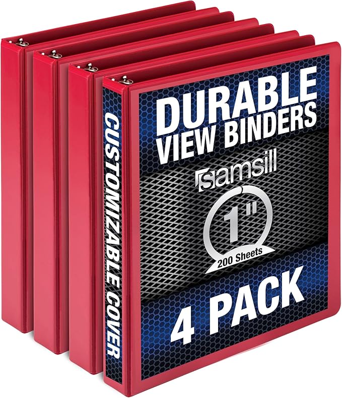 Samsill Durable 1 Inch Binder, Made in the USA, Round Ring Customizable Clear by Samsill