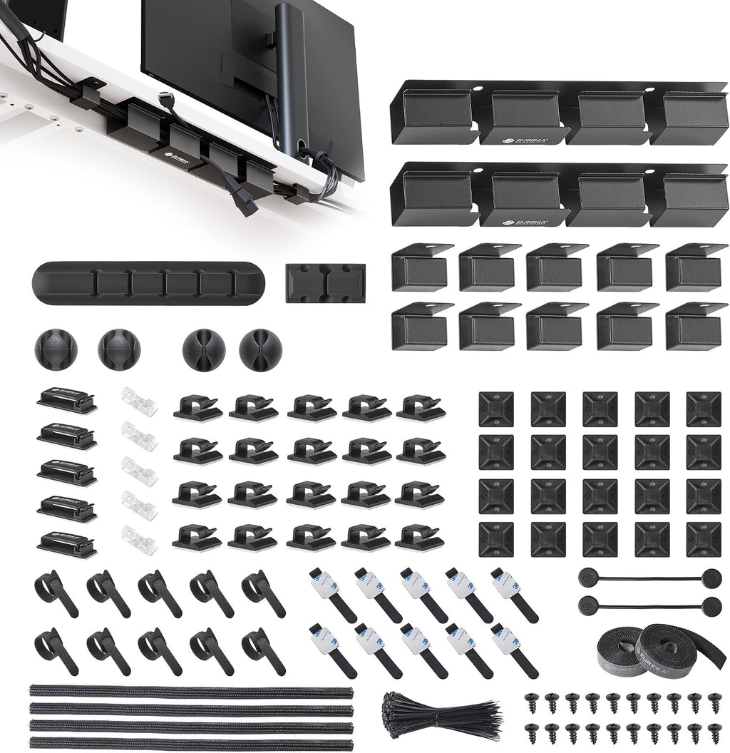 EUREKA ERGONOMIC Metal 316 PCS Cable Management Organizer Kit Cable Raceways