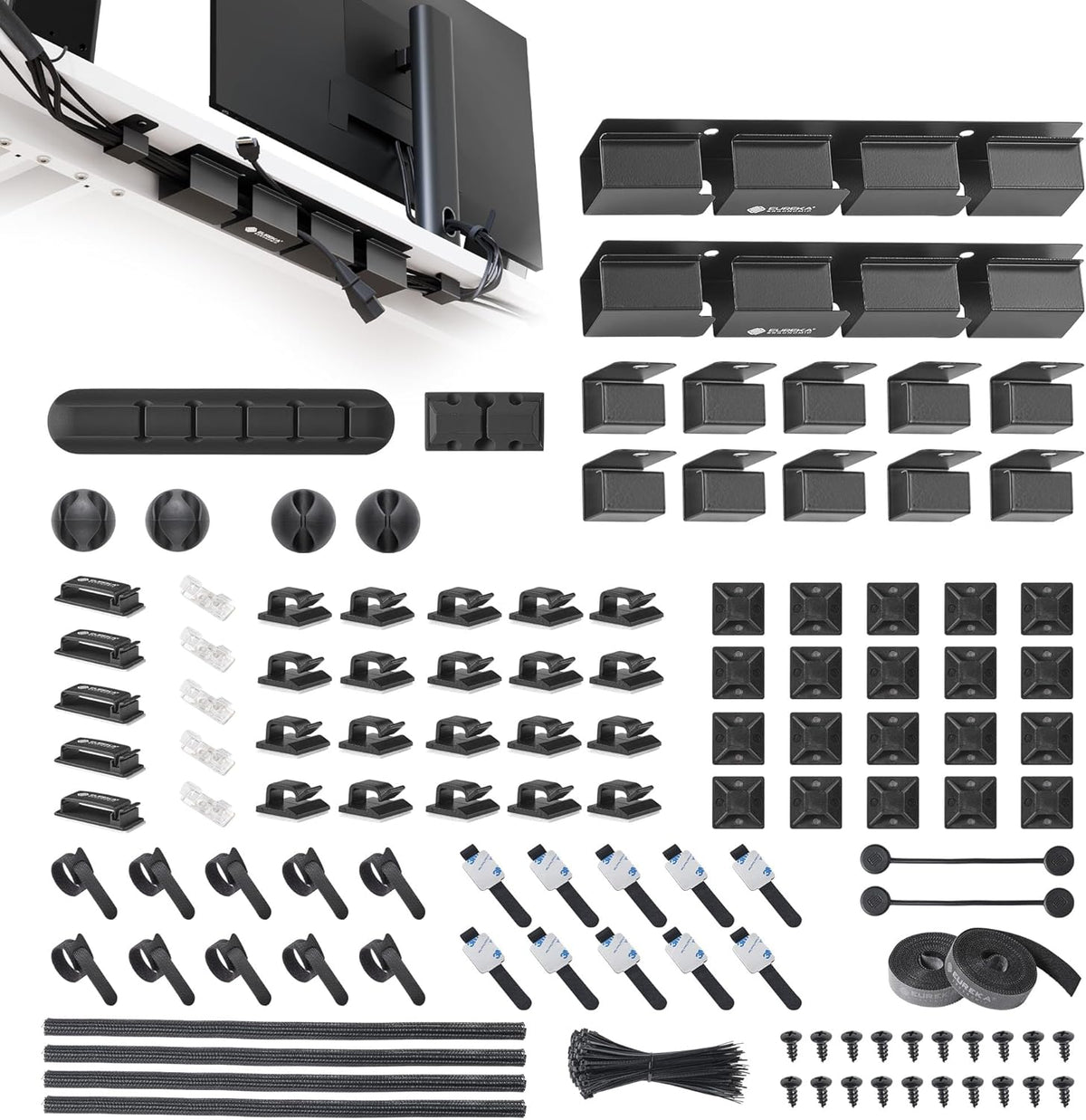 EUREKA ERGONOMIC 316PCS Under Desk Metal Cable Kit, Black