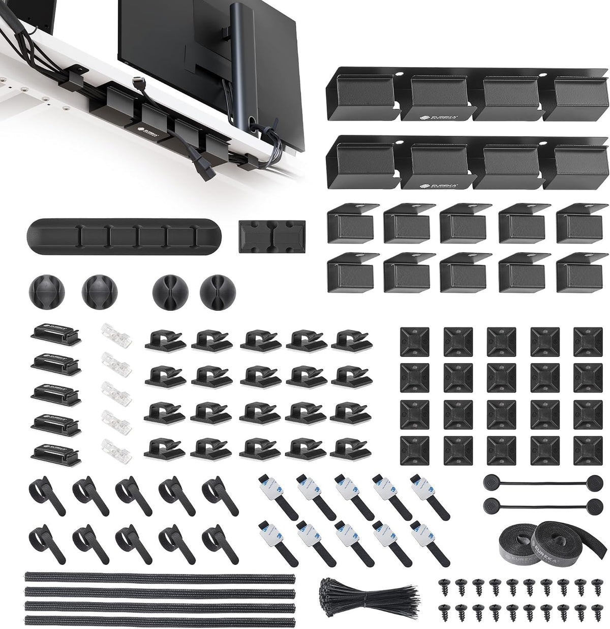 EUREKA ERGONOMIC Metal 316 PCS Cable Management Organizer Kit Cable Raceways