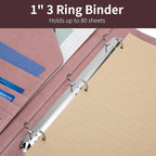 Geslun Vegan Leather 3 Ring Binder, 8.5 x 11 Letter Size Folio - Image 4