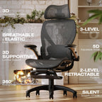 elabest x100 ergonomic mesh office chair with footrest, close-up detail