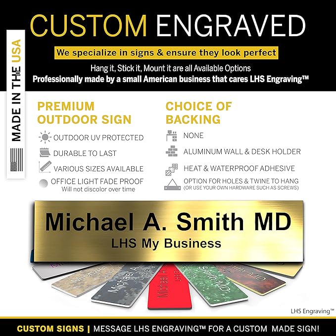 Engraved Name Plates for Door Sign Personalized Brushed Brass Plastic Plaque - Image 3