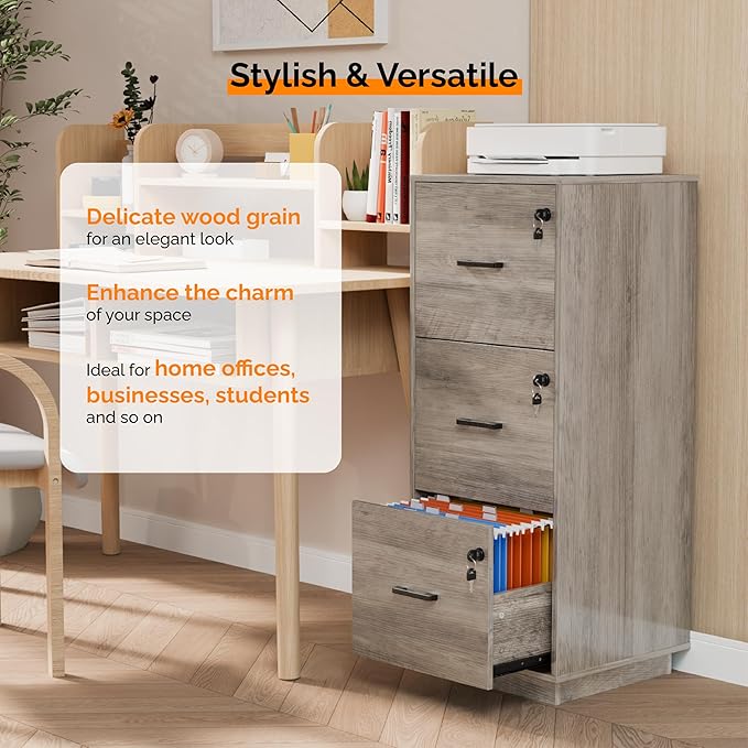 VINGLI 3 Drawer File Cabinet - Image 6