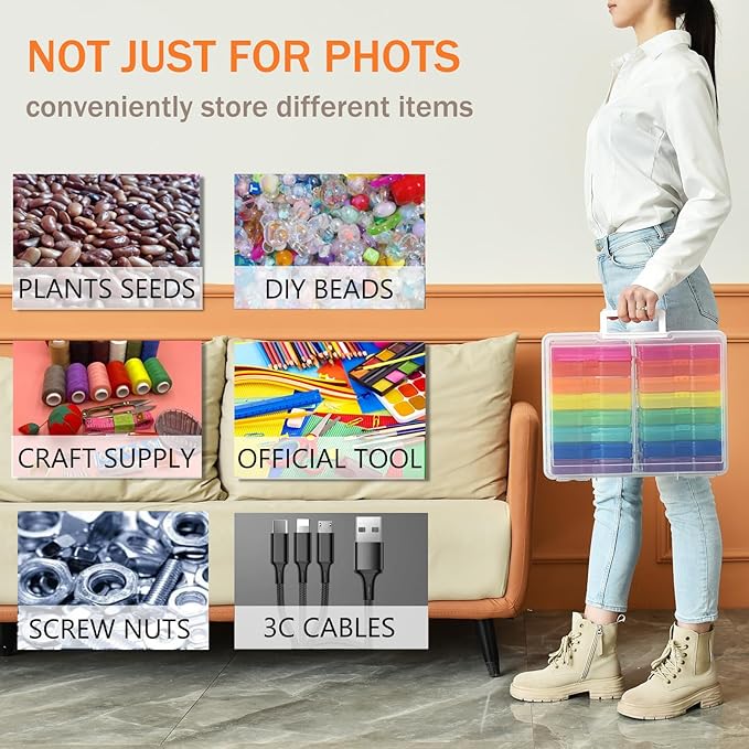 ALINK Photo Storage Box with Handle, Office Supplies - Image 4