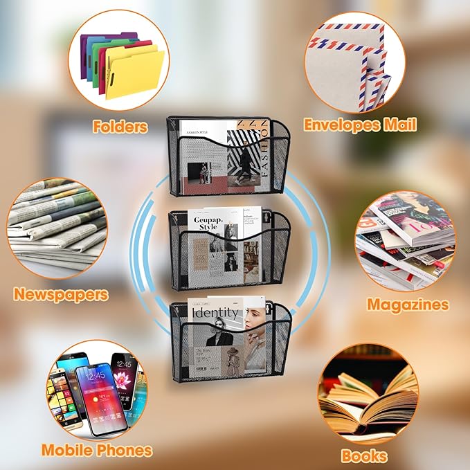 AGPTEK Magnetic File Holder, Hanging Wall Storage Rack - Image 9