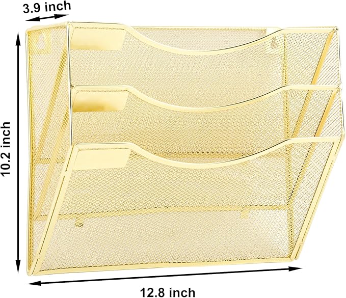 EASEPRES 3 Pocket Mesh Hanging Wall File Organizer, Wall Mounted Mail Paper - Image 2
