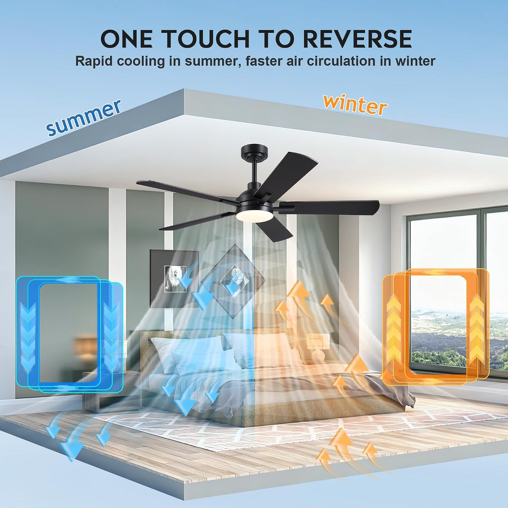 jsaitee ceiling fans with lights - 52inch low, side view