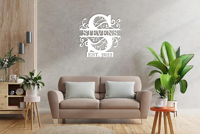 Personalized Metal Sign, Family Name Sign, Split Letter Monogram Sign, - Image 4