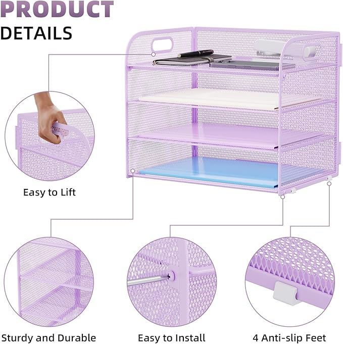 Marbrasse 2 Pack 4 Tier Paper Organizer Letter Tray - Image 4