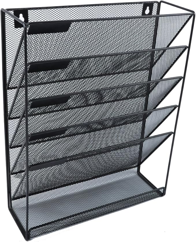EASEPRES Hanging File Holder Organizer, 6 Tier Mesh Metal Wall Mount Document - Image 2