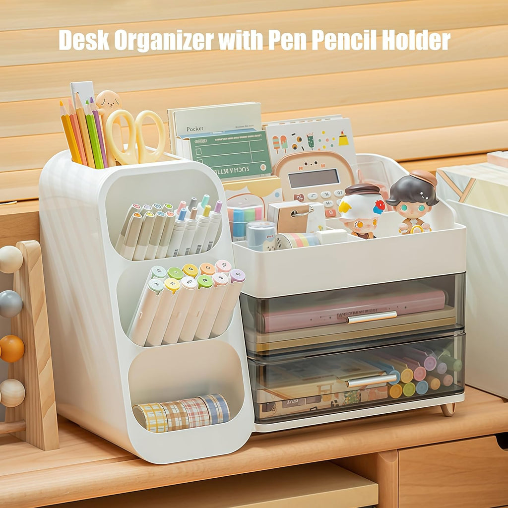 desk organizer with pen pencil holder, pen organizer, front angle view