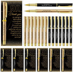 Feifeiya 50 Set 90th Birthday Favors with Black Gold Pens Cards | Birthday Souvenirs for Guests, Black and Gold Pens with Paper Thank You Cards for Men, Women and Wedding Anniversary Party