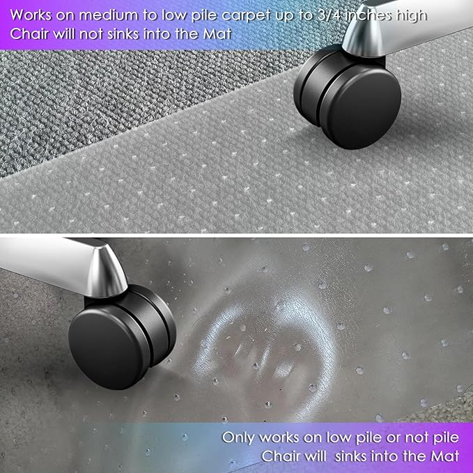 Vicwe Office Chair Mat for Carpet, Easy Rolling Hard Mat for Office Chair on - Image 6