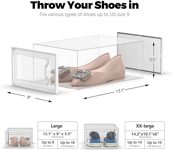 SEE SPRING 12 Pack Shoe Storage Box, Space Saving Foldable Shoe Rack Sneaker - Image 5