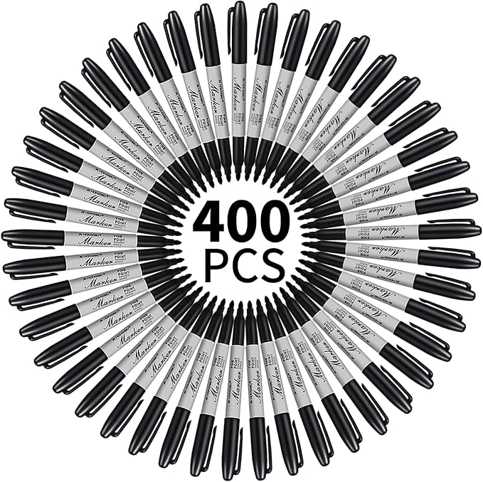 Thenshop 400 Pack Black Permanent Markers Bulk by Thenshop
