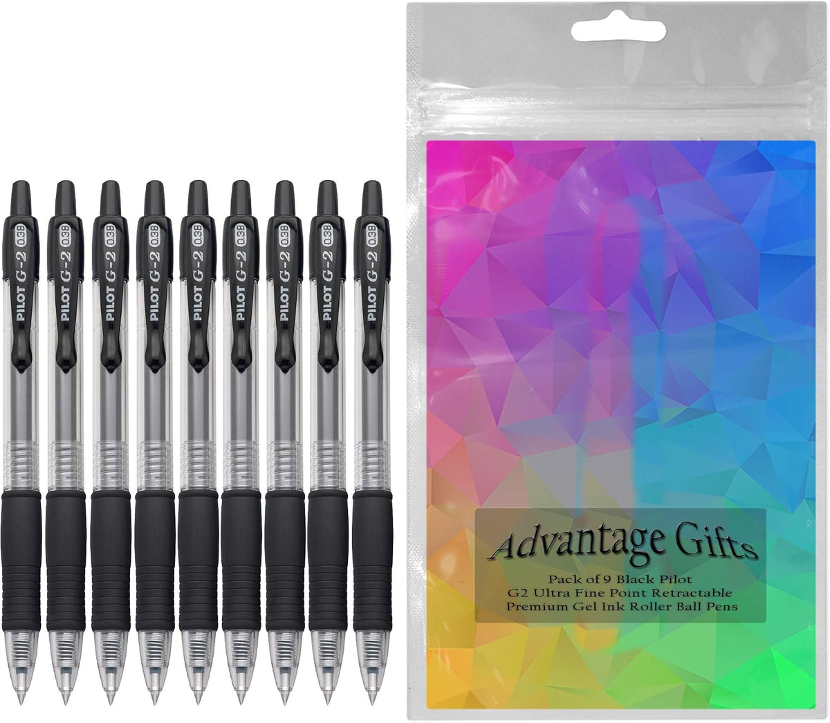 G2 Retractable Premium Gel Ink Roller Ball Pens Ultra Fine Point (.38mm) Blac...