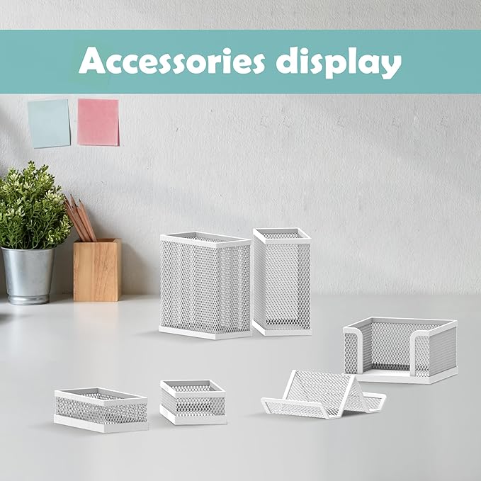 SUPEASY Pen Holder for Desk, 6 Piece Mesh Desk Organizer set for Office - Image 2